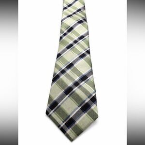 Alexander Julian Light Green and Black Plaid Tie